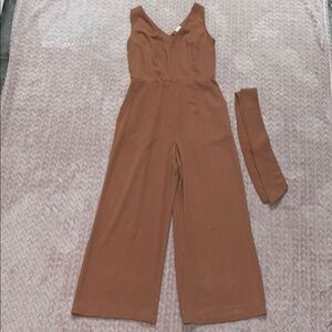 A New Day Womens Brown Sleeveless Crop Jumpsuit